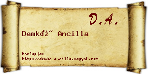 Demkó Ancilla névjegykártya